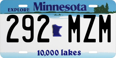MN license plate 292MZM