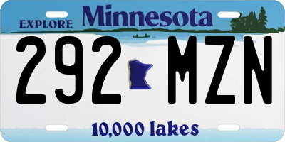 MN license plate 292MZN
