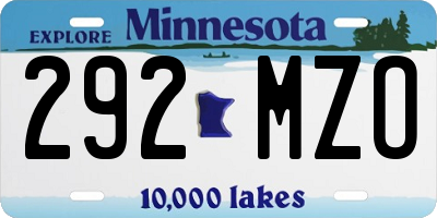 MN license plate 292MZO