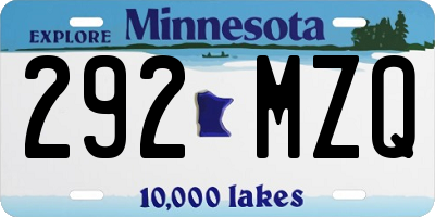 MN license plate 292MZQ