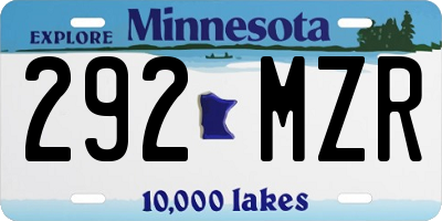 MN license plate 292MZR
