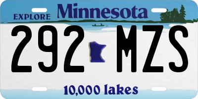 MN license plate 292MZS