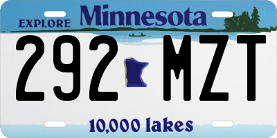 MN license plate 292MZT