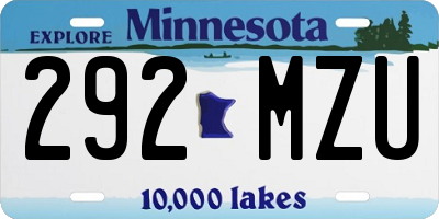 MN license plate 292MZU