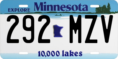 MN license plate 292MZV