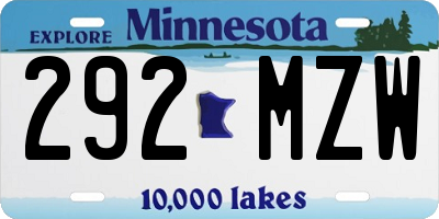 MN license plate 292MZW