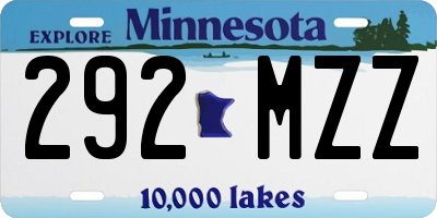 MN license plate 292MZZ