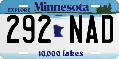 MN license plate 292NAD