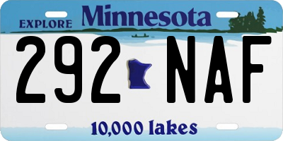 MN license plate 292NAF