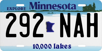 MN license plate 292NAH