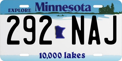 MN license plate 292NAJ