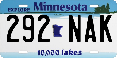 MN license plate 292NAK