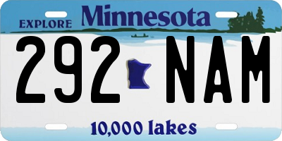 MN license plate 292NAM
