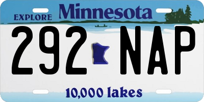 MN license plate 292NAP