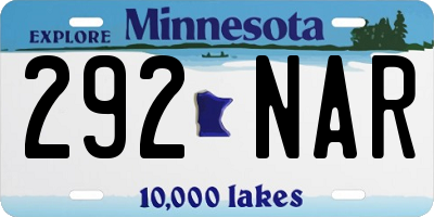 MN license plate 292NAR