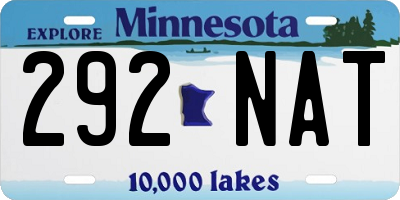 MN license plate 292NAT