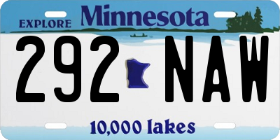 MN license plate 292NAW