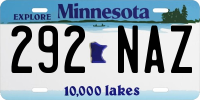 MN license plate 292NAZ