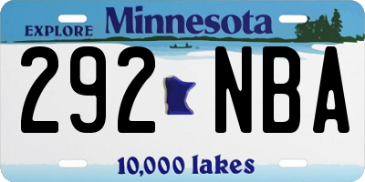 MN license plate 292NBA