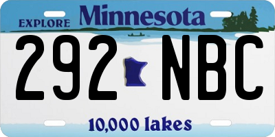 MN license plate 292NBC