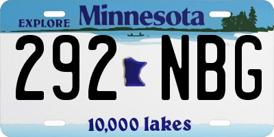 MN license plate 292NBG