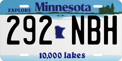 MN license plate 292NBH