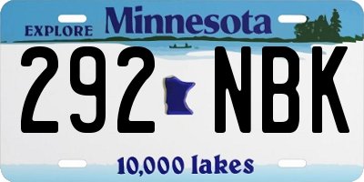 MN license plate 292NBK
