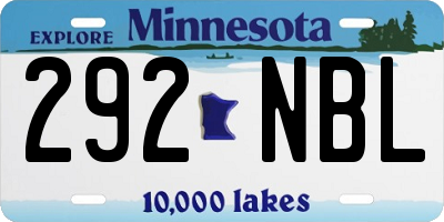 MN license plate 292NBL