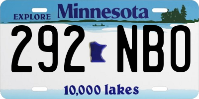 MN license plate 292NBO