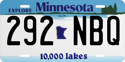 MN license plate 292NBQ