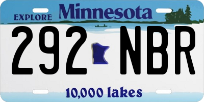 MN license plate 292NBR