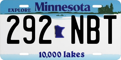 MN license plate 292NBT