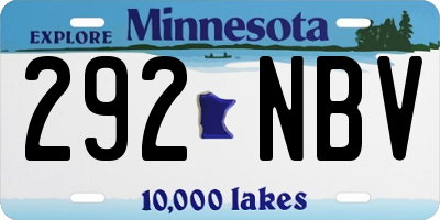 MN license plate 292NBV
