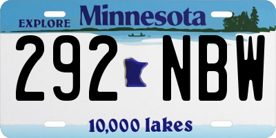 MN license plate 292NBW