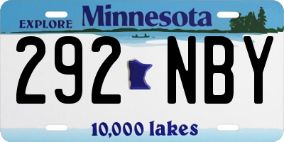 MN license plate 292NBY
