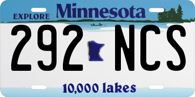 MN license plate 292NCS