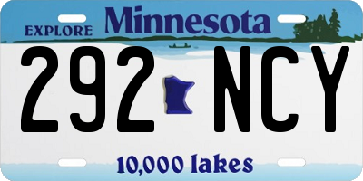 MN license plate 292NCY