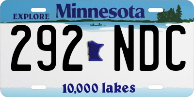 MN license plate 292NDC
