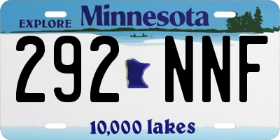 MN license plate 292NNF