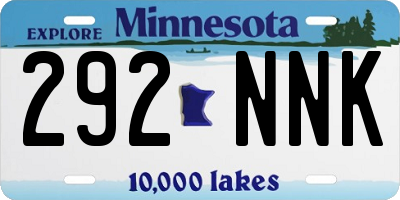 MN license plate 292NNK