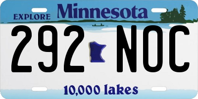 MN license plate 292NOC