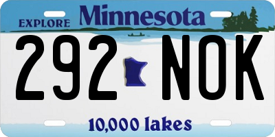MN license plate 292NOK
