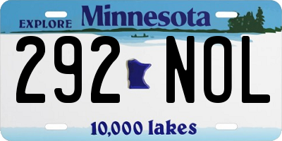 MN license plate 292NOL