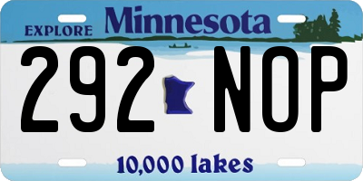 MN license plate 292NOP