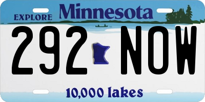 MN license plate 292NOW
