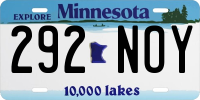 MN license plate 292NOY