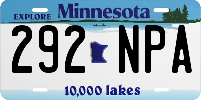 MN license plate 292NPA
