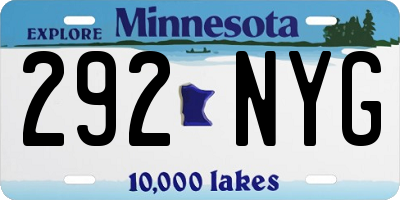 MN license plate 292NYG