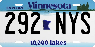 MN license plate 292NYS