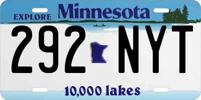 MN license plate 292NYT